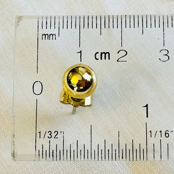 Ball Stud Earrings 18K Gold Plated 6mm - Picture 5 of 8